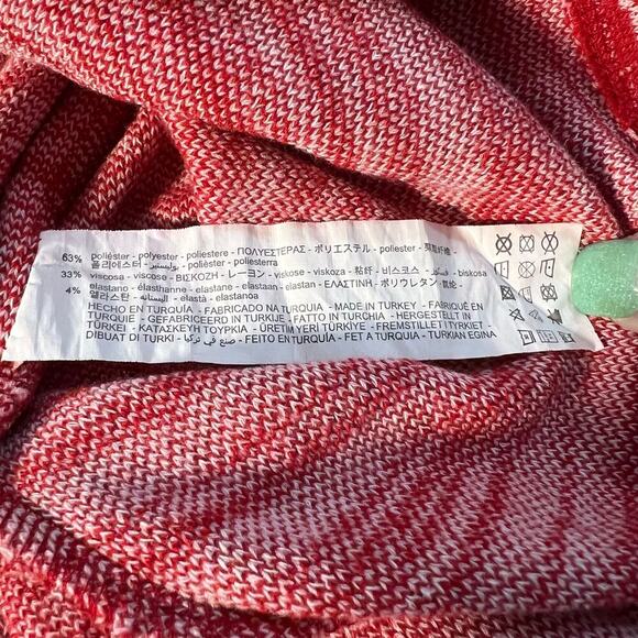 Zara Long Sleeve Sweatheart Neckline Bodycon Mini Dress Marble Print L Red White - Picture 7 of 7